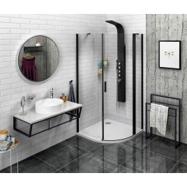 ZOOM BLACK Quadrant Shower Enclosure 900x900mm, verre clair, droite