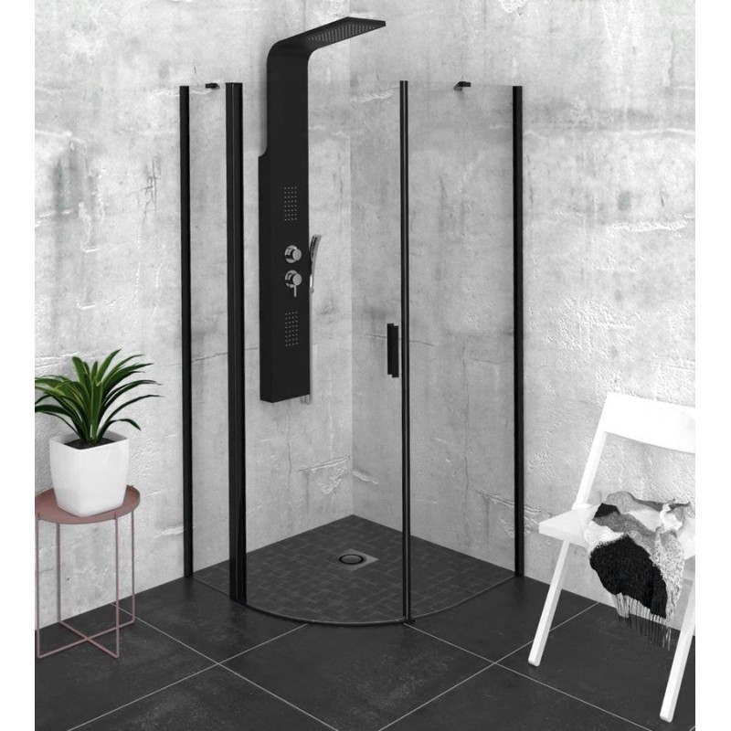 ZOOM BLACK Quadrant Vitrine 900x900mm, verre clair, gauche ZOOM BLACK Quadrant Vitrine 900x900mm, verre clair, gauche