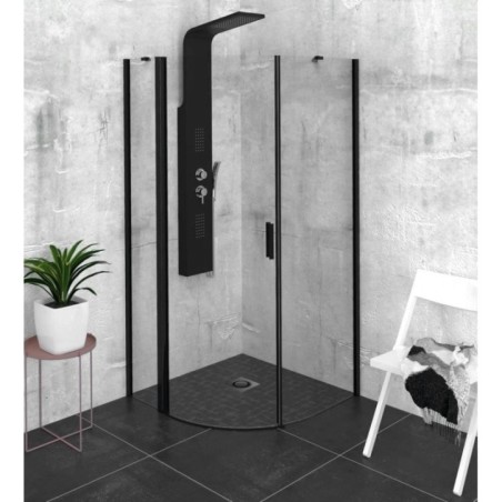 ZOOM BLACK Quadrant Vitrine 900x900mm, verre clair, gauche