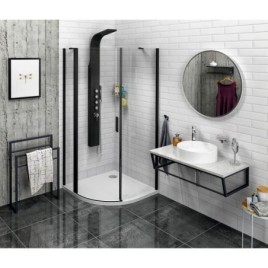 ZOOM BLACK Quadrant Vitrine 900x900mm, verre clair, gauche