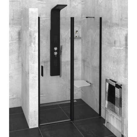 ZOOM BLACK Porte douche 1300mm, verre clair