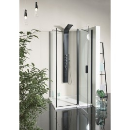 ZOOM BLACK Porte de douche 1400mm, verre clair