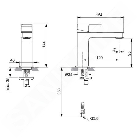 Ideal Standard Edge - Mitigeur de lavabo Slim, chrome A7103AA