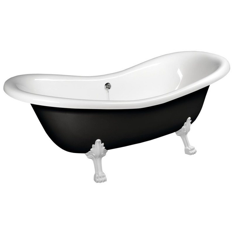 CHARLESTON Bath 188x83x69cm, Legs blancs, noir/blanc