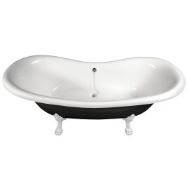 CHARLESTON Bath 188x83x69cm, Legs blancs, noir/blanc