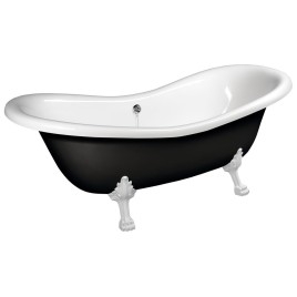 CHARLESTON Bath 188x83x69cm, Legs blancs, noir/blanc