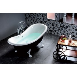 CHARLESTON Bath 188x83x69cm, Legs blancs, noir/blanc