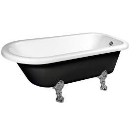 FOXTROT Bain libre 170x75x64cm, Chrome Matt Legs, Noir/Blanc