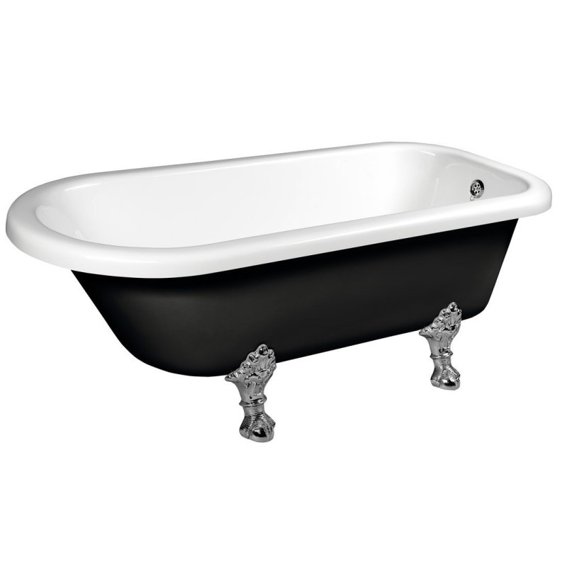 FOXTROT Bain libre 170x75x64cm, Chrome Matt Legs, Noir/Blanc