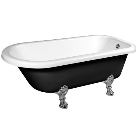 FOXTROT Bain libre 170x75x64cm, Chrome Matt Legs, Noir/Blanc