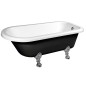 FOXTROT Bain libre 170x75x64cm, Chrome Matt Legs, Noir/Blanc