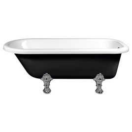 FOXTROT Bain libre 170x75x64cm, Chrome Matt Legs, Noir/Blanc