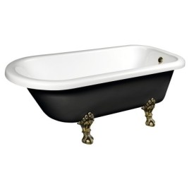 FOXTROT Bain de haute qualité 170x75x64cm, Jambes de bronze, noir/blanc