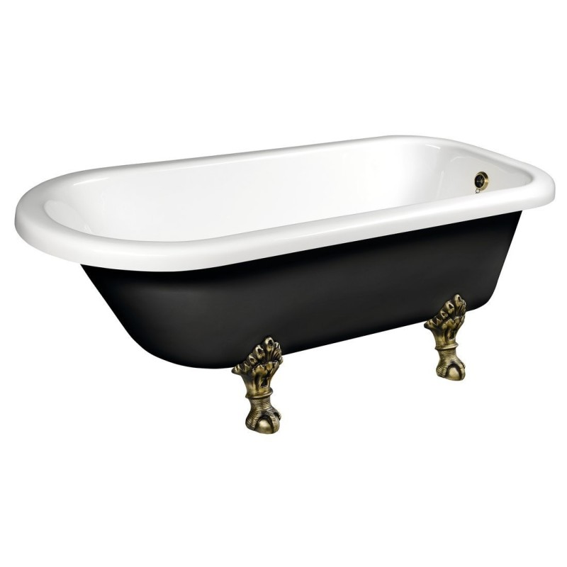 FOXTROT Bain de haute qualité 170x75x64cm, Jambes de bronze, noir/blanc