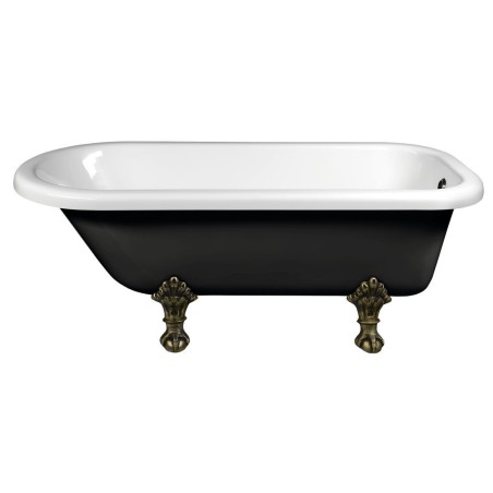 FOXTROT Bain de haute qualité 170x75x64cm, Jambes de bronze, noir/blanc