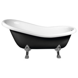 RETRO Freestanding Bath 167,5x76x71cm, Chrome Matt Legs, Noir/Blanc