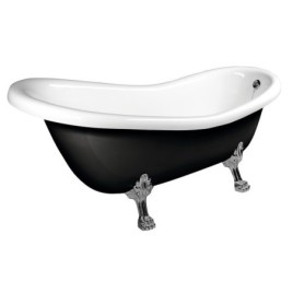 RETRO Freestanding Bath 167,5x76x71cm, Chrome Matt Legs, Noir/Blanc