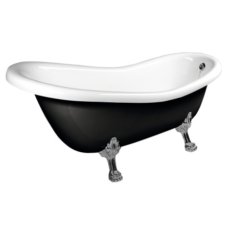RETRO Freestanding Bath 158x76x71cm, Chrome Matt Legs, Noir/Blanc