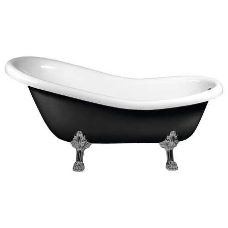 RETRO Freestanding Bath 158x76x71cm, Chrome Matt Legs, Noir/Blanc