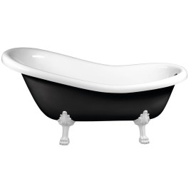 RETRO Freestanding Bath 158x76x71cm, White Legs, Black/White