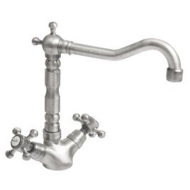 ANTEA Washbasin Mixer Tap with Pop Up Waste and Retro Spout, brushed nickel