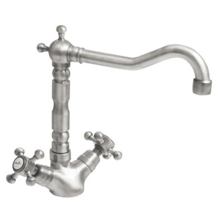 ANTEA Washbasin Mixer Tap with Pop Up Waste and Retro Spout, brushed nickel