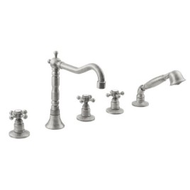 Pont ANTEA Monté Robinet de mélangeur de 5 trous avec pulvérisation rétro, nickel brossé