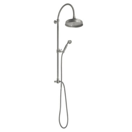 Colonne de douche ANTEA avec branchement de robinet, douche à la tête et à la main, nickel