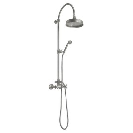 Colonne de douche ANTEA avec branchement de robinet, douche à la tête et à la main, nickel