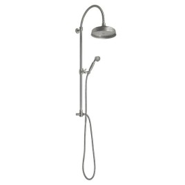Colonne de douche ANTEA avec branchement de robinet, douche à la tête et à la main, nickel