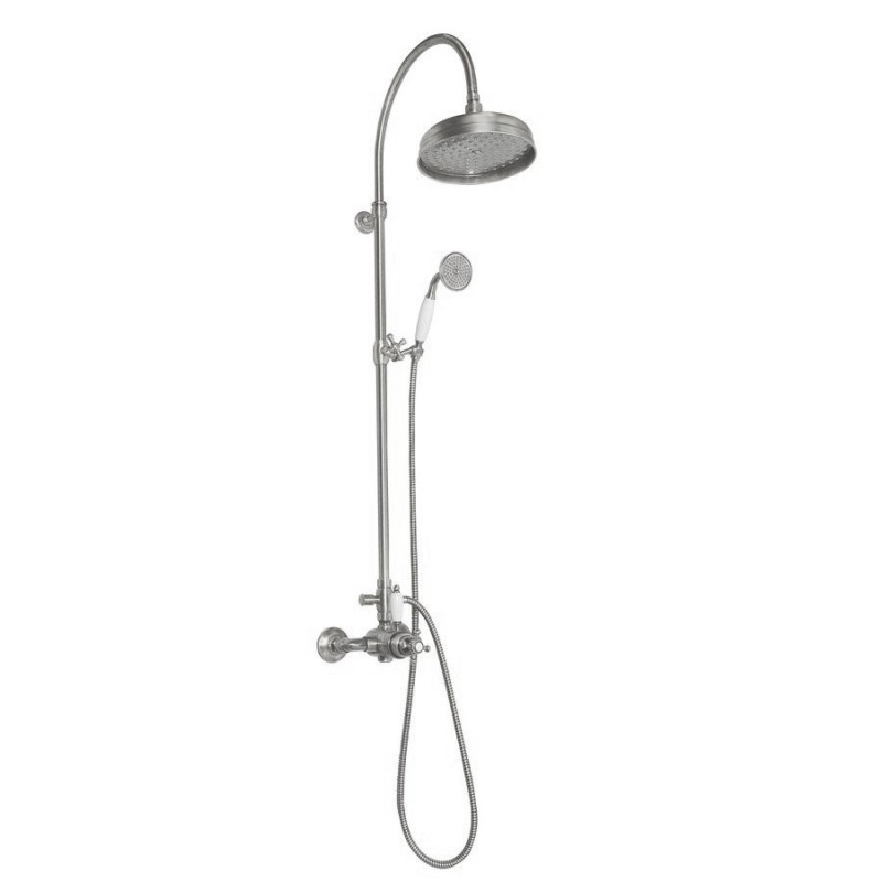 ANTEA Set de douche Combi avec robinet de mélangeur thermostatique, nickel brossé
