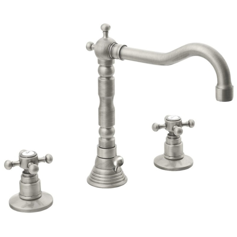 ANTEA 3 Hole Washbasin Robinet de mélangeur avec rétro Spout, avec les déchets Pop Up, nickel