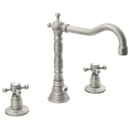 ANTEA 3 Hole Washbasin Robinet de mélangeur avec rétro Spout, avec les déchets Pop Up, nickel