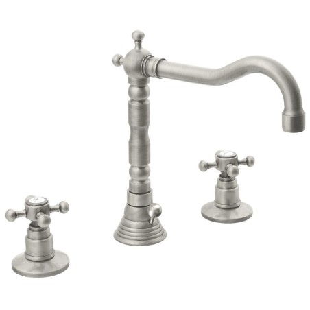 ANTEA 3 Hole Washbasin Robinet de mélangeur avec rétro Spout, avec les déchets Pop Up, nickel