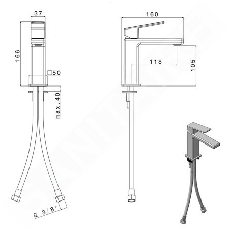 Sapho Notos - Mitigeur de lavabo, chrome NN002