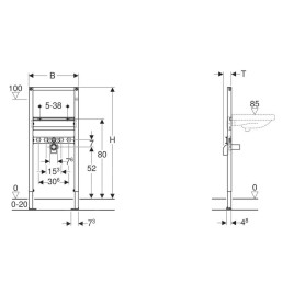 Geberit Duofix - Bâti-support pour lavabo, 112 cm, robinetterie sur plage 111.430.00.1