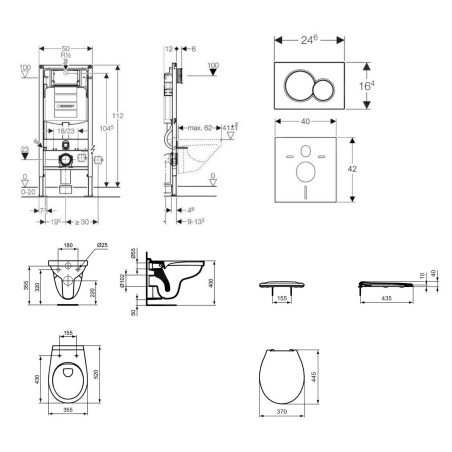 Geberit Duofix - Set d'installation pré-murale, cuvette Alpha avec abattant, plaque de déclenchement Sigma30