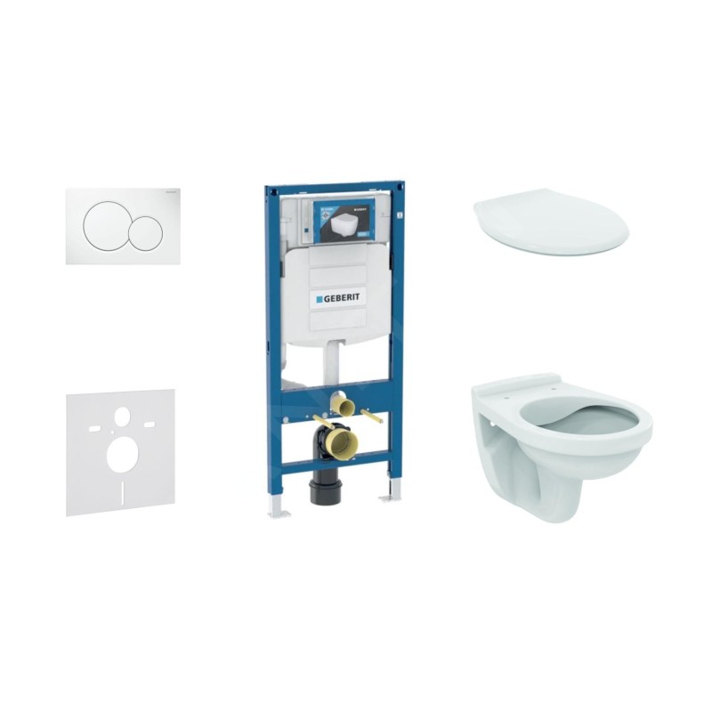 Geberit Duofix - Set d'installation pré-murale, cuvette Alpha avec abattant, plaque de déclenchement Sigma30