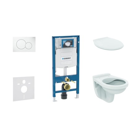 Geberit Duofix - Set d'installation pré-murale, cuvette Alpha avec abattant, plaque de déclenchement Sigma30