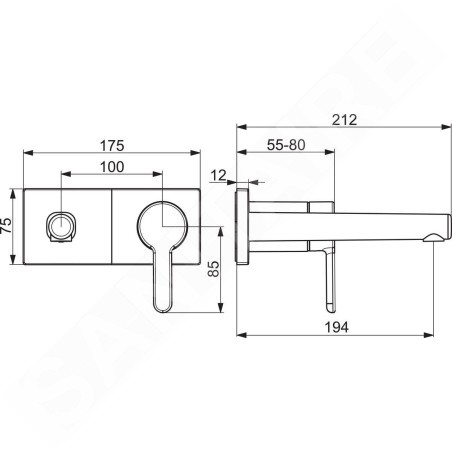 Hansa Designo - Mitigeur de lavabo encastré, 2 trous, chrome 51092183