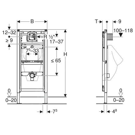 Geberit Duofix - Bâti-support Duofix Universal pour urinoir