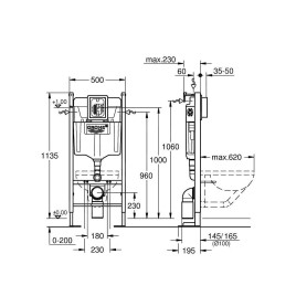 Grohe Rapid SL - Installation en applique avec réservoir pour WC suspendu