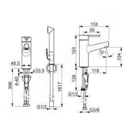 Hansa Designo - Mitigeur de lavabo avec douchette extractible, chrome 51702201