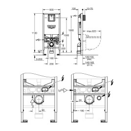 Grohe Rapid SLX - Bâti-support pour WC suspendu avec réservoir