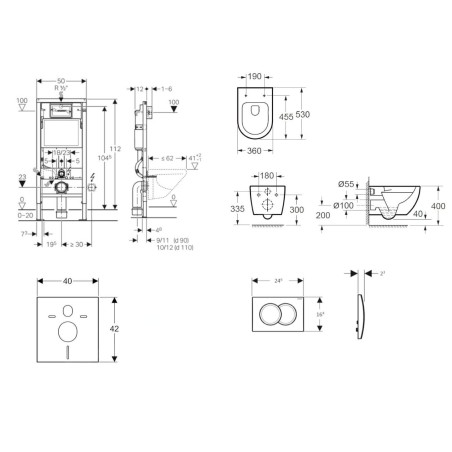 Geberit Duofix - Set de bâti-support, cuvette Oudee et abattant softclose