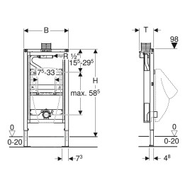 Geberit Duofix - Bâti-support pour urinoir, 98 cm, universel