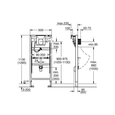 Grohe Rapid SL - Installation murale pour urinoir