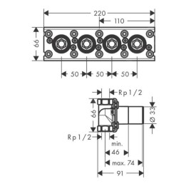 Axor Corps d’encastrement - Corps d'encastrement pour robinet thermostatique avec 3 sorties 45443180