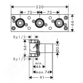 Axor Corps d’encastrement - Corps d'encastrement pour robinet thermostatique encastré avec 2 sorties 45442180