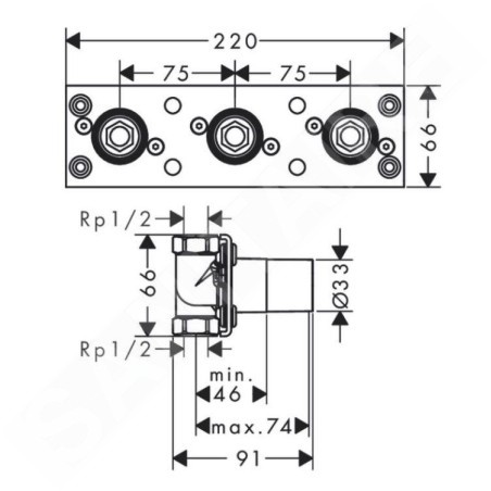 Axor Corps d’encastrement - Corps d'encastrement pour robinet thermostatique encastré avec 2 sorties 45442180